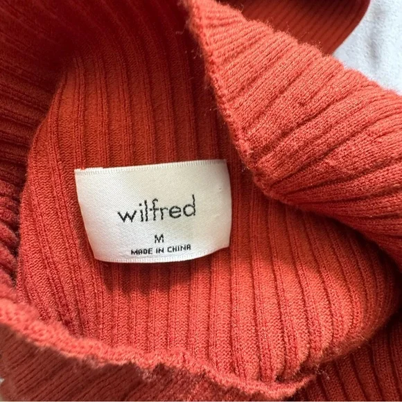 Aritzia Wilfred Alchemy Orange Ribbed Knit Bodycon Slit MIDI Dress Size Medium - Picture 9 of 9